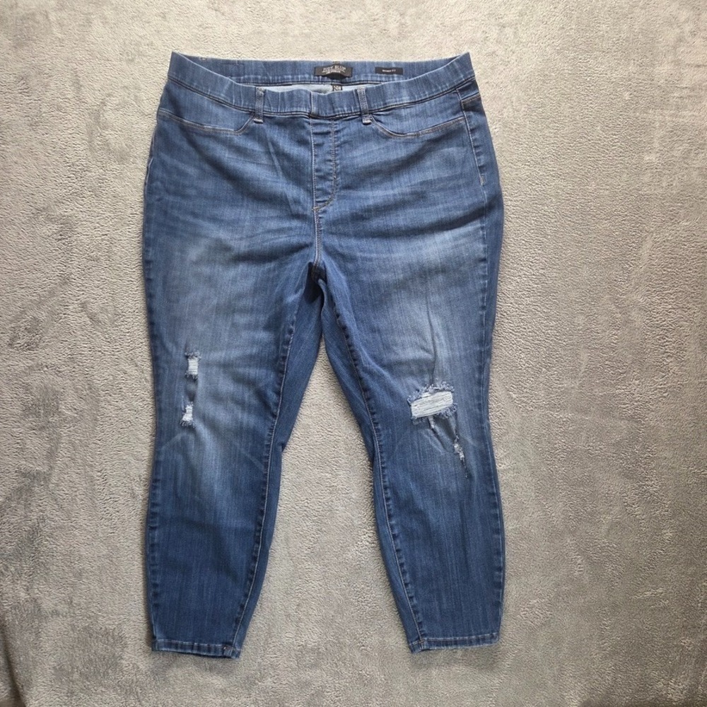 Judy Blue Jeans Womens 24W Plus Blue Destroyed Skinny Fit Jeggings Denim